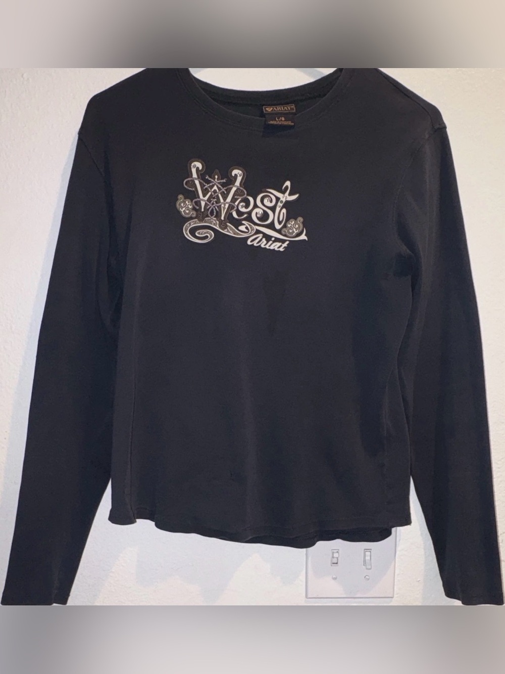 Vintage Ariat West Graphic Long Sleeve Tee Black L